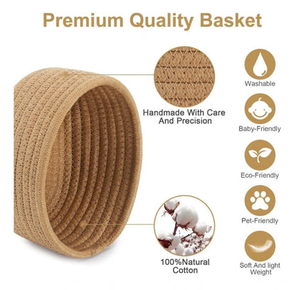 Cotton Storage Rope Woven Baskets Pack of 2 (Beige)