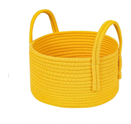 Cotton Round Storage Rope Woven Baskets Pack of 2 (Yellow)
