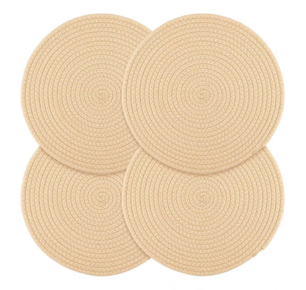 Cotton Dining Table Round Placemat Mats Set of 4 (Cream)