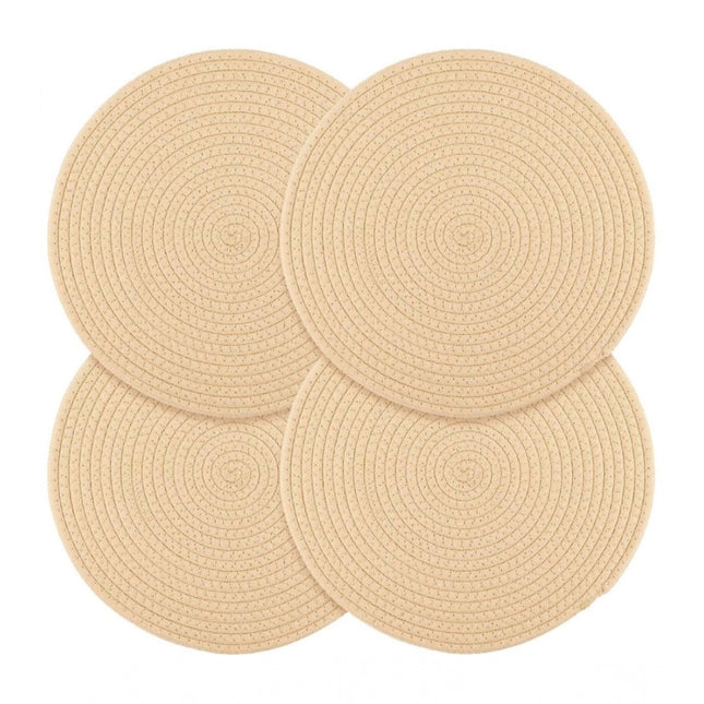 Cotton Dining Table Round Placemat Mats Set of 4 (Cream)