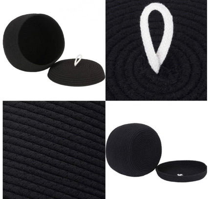 Cotton Bear Shaped Storage Matka Basket With Lid Pack of 1 (Black)