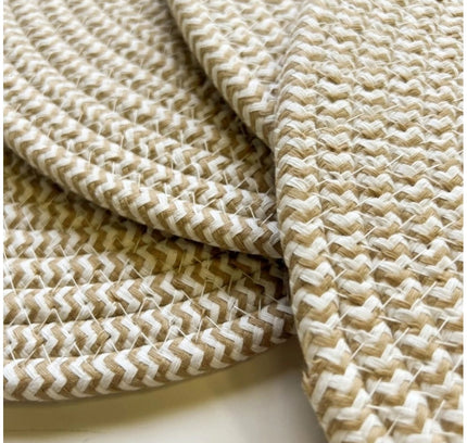 Cotton Dining Table Round Placemat Mats Set of 4 (Beige White)