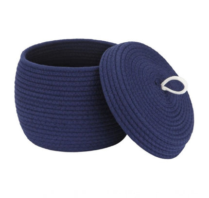 Cotton Bear Shaped Storage Matka Basket With Lid Pack of 1 (Blue)