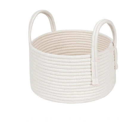 Cotton Round Storage Rope Woven Baskets Pack of 2 (White)