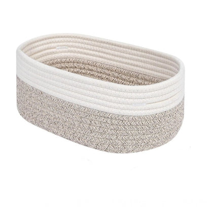 Cotton Oval Storage Rope Woven Baskets Pack of 1 (White Mix)