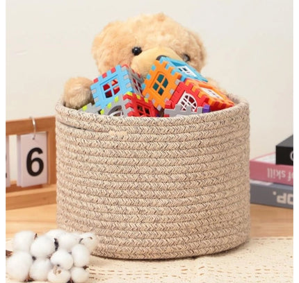 Cotton Round Small Storage Basket 9x7 Inch Pack of 1 (Brown)