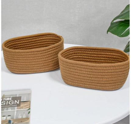 Cotton Storage Rope Woven Baskets Pack of 2 (Beige)