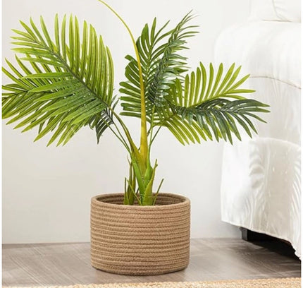 Cotton Storage Rope Woven Baskets 9x7 Inch Pack of 1 (Beige)