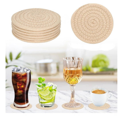 Cotton Rope Drink Coasters 6 Pcs Set (Cream)