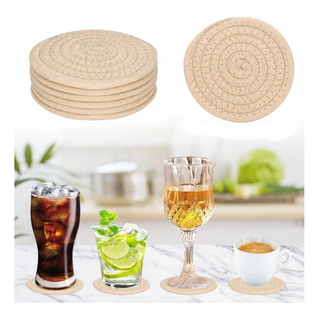 Cotton Rope Drink Coasters 6 Pcs Set (Cream)