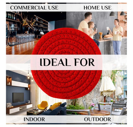 Cotton Rope Drink Coasters 4 Pcs Set (Red)