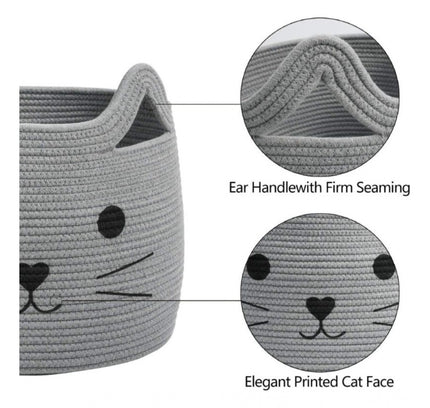 Cotton Large Storage Cat Basket 15x11 Inch Pack of 1 (Grey)