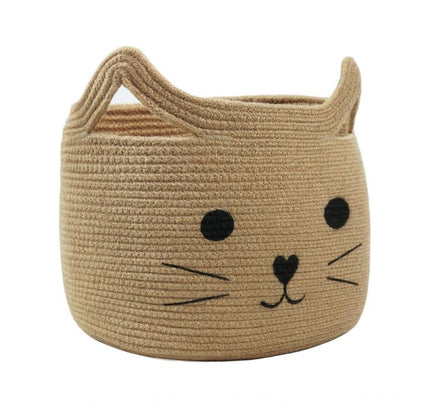 Cotton Large Storage Cat Basket 15x11 Inch Pack of 1 (Beige)