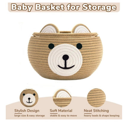 Cotton Bear Shaped Storage Baskets Pack of 1 (Beige)