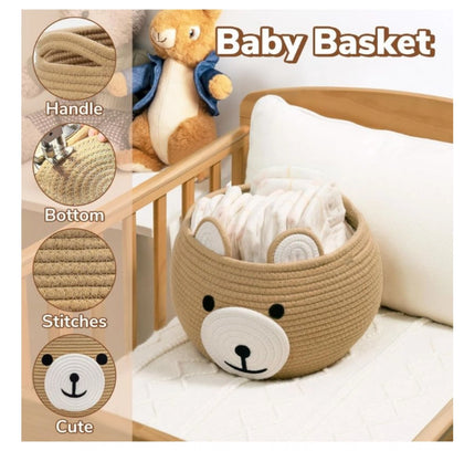 Cotton Bear Shaped Storage Baskets Pack of 1 (Beige)