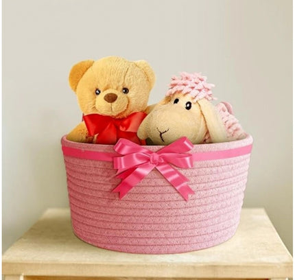 Cotton Plain Cat Basket 9x5 Inch Pack of 1 (Pink)