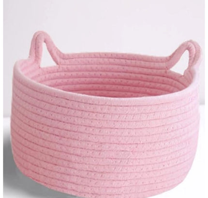 Cotton Plain Cat Basket 9x5 Inch Pack of 1 (Pink)