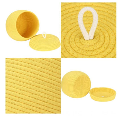 Cotton Bear Shaped Storage Matka Basket With Lid Pack of 1 (Yellow)