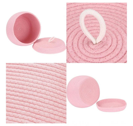 Cotton Bear Shaped Storage Matka Basket With Lid Pack of 1 (Pink)