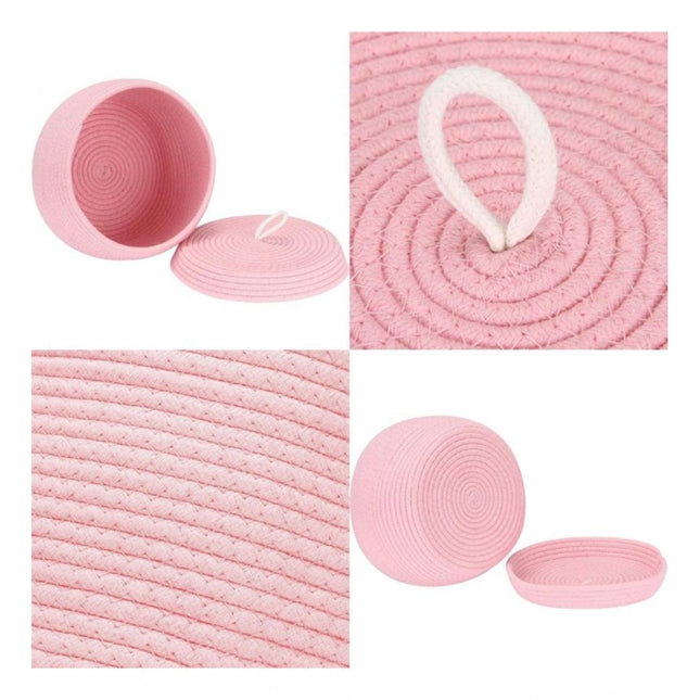 Cotton Bear Shaped Storage Matka Basket With Lid Pack of 1 (Pink)