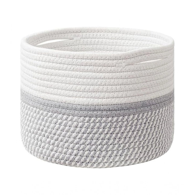Cotton Storage Rope Woven Baskets 9x7 Inch Pack of 1 (Grey)