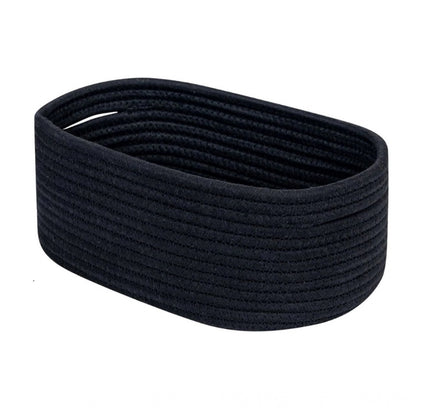 Cotton Oval Storage Rope Woven Baskets Pack of 1 (Black)