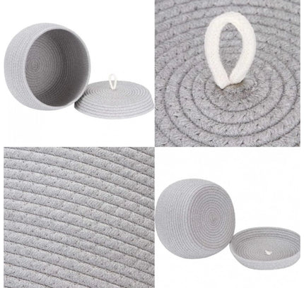 Cotton Bear Shaped Storage Matka Basket With Lid Pack of 1 (Grey)