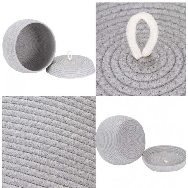 Cotton Bear Shaped Storage Matka Basket With Lid Pack of 1 (Grey)