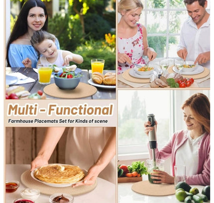 Cotton Dining Table Round Placemat Mats Set of 4 (Cream)