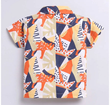 Boy's Lycra Blend Printed Short Sleeve Shirt and Shorts Set (MultiColor)