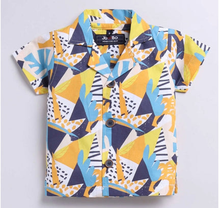 Boy's Lycra Blend Printed Short Sleeve Shirt and Shorts Set (MultiColor)