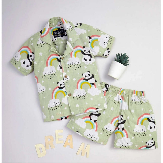 Boy's Lycra Blend Printed Short Sleeve Shirt and Shorts Set (MultiColor)