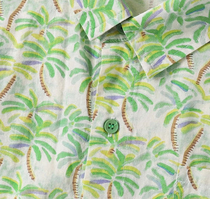 Boy's Cotton Blend Printed Short  Sleeve Shirt (Green)