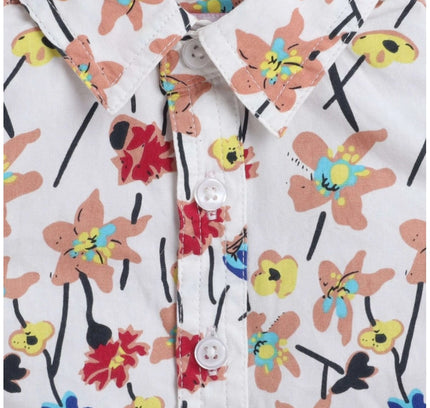 Boy's Cotton Blend Printed Short Sleeve Shirt (MultiColor)