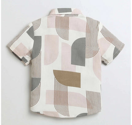 Boy's Cotton Blend Printed Short Sleeve Shirt (MultiColor)