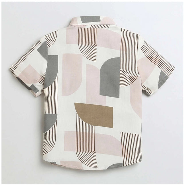 Boy's Cotton Blend Printed Short Sleeve Shirt (MultiColor)