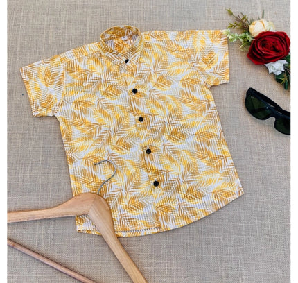 Boy's Cotton Blend Printed Short Sleeve Shirt (MultiColor)