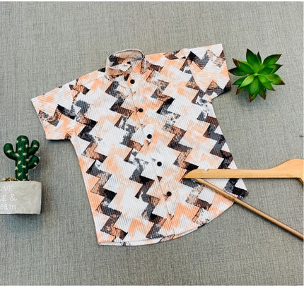Boy's Cotton Blend Printed Short Sleeve Shirt (MultiColor)