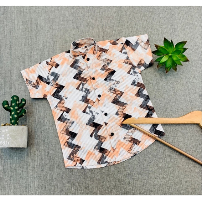 Boy's Cotton Blend Printed Short Sleeve Shirt (MultiColor)