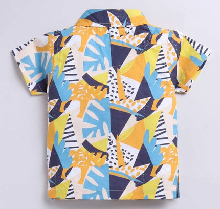 Boy's Lycra Blend Printed Short Sleeve Shirt and Shorts Set (MultiColor)