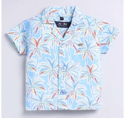 Boy's Lycra Blend Printed Short Sleeve Shirt and Shorts Set (MultiColor)