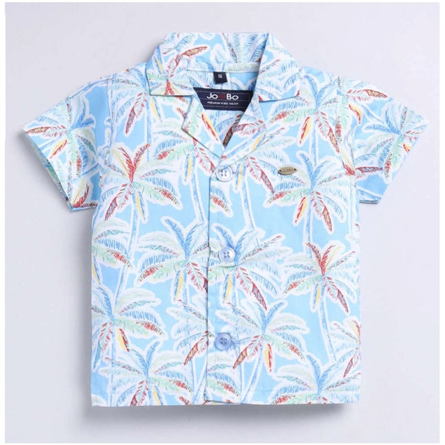 Boy's Lycra Blend Printed Short Sleeve Shirt and Shorts Set (MultiColor)