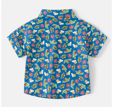 Boy's Cotton Blend Printed Short Sleeve Shirt (MultiColor)