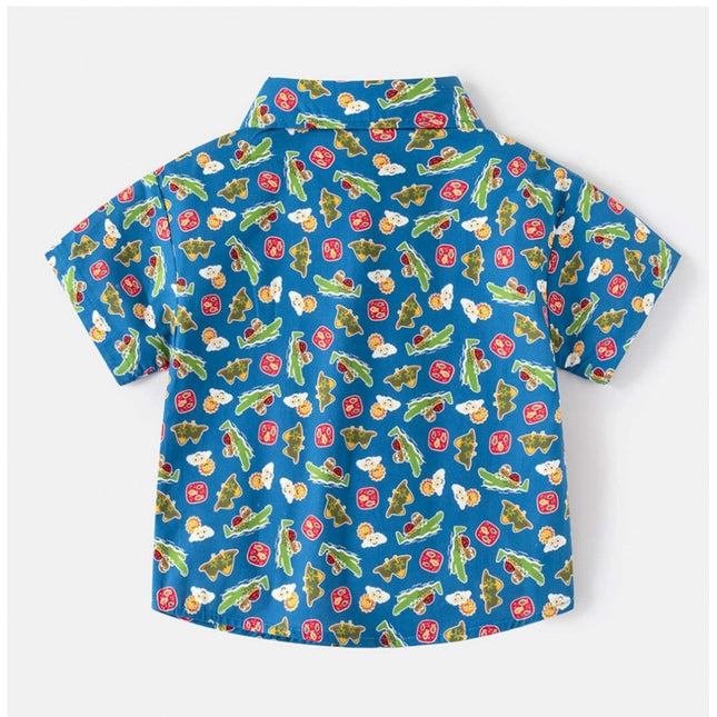 Boy's Cotton Blend Printed Short Sleeve Shirt (MultiColor)