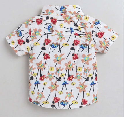 Boy's Cotton Blend Printed Short Sleeve Shirt (MultiColor)