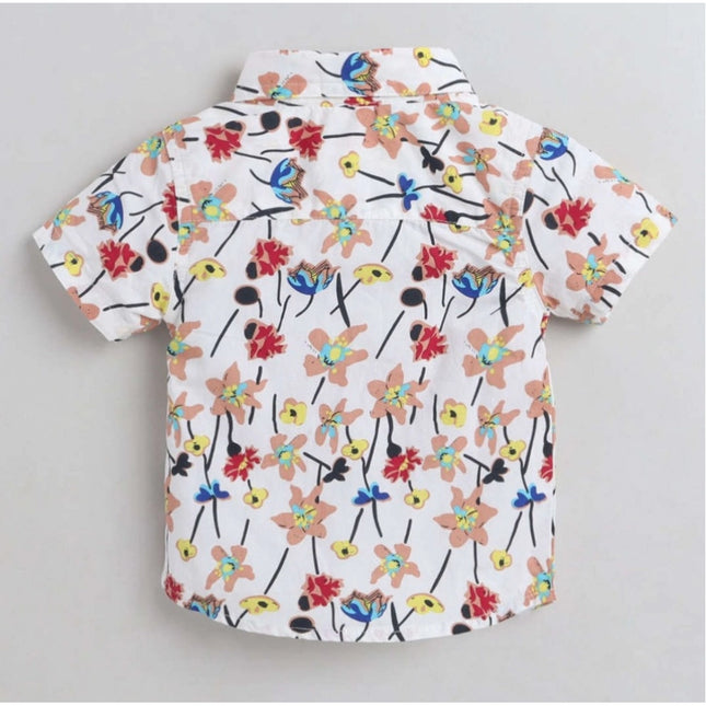 Boy's Cotton Blend Printed Short Sleeve Shirt (MultiColor)