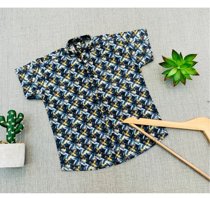Boy's Cotton Blend Printed Short Sleeve Shirt (MultiColor)