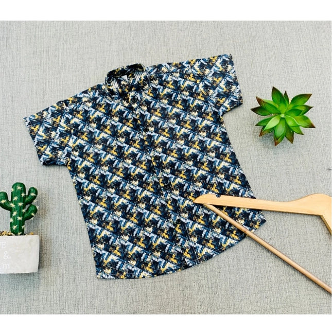 Boy's Cotton Blend Printed Short Sleeve Shirt (MultiColor)