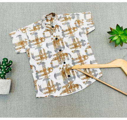 Boy's Cotton Blend Printed Short Sleeve Shirt (MultiColor)