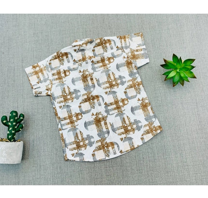 Boy's Cotton Blend Printed Short Sleeve Shirt (MultiColor)